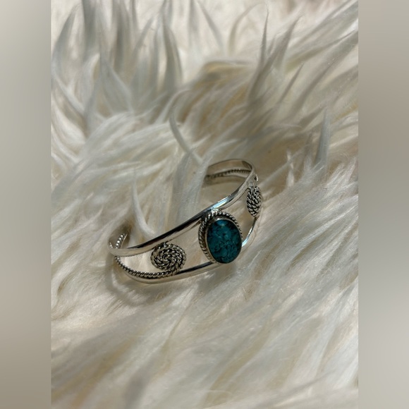 Sterling 925 silver & interesting turquoise bracelet - Picture 12 of 13